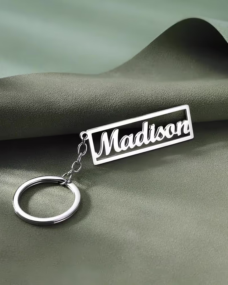 Personalized silver alphabet keychain