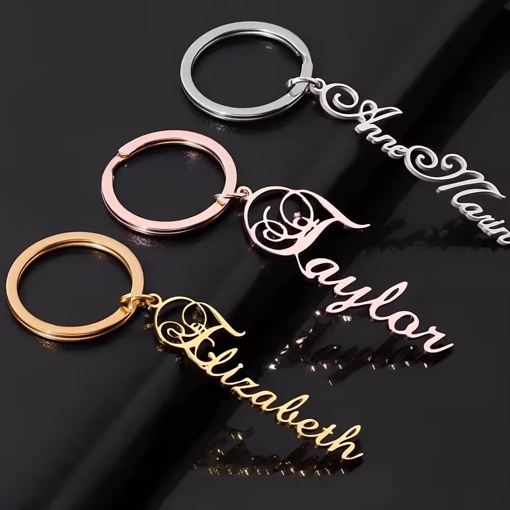 Personalized gold alphabet keychain