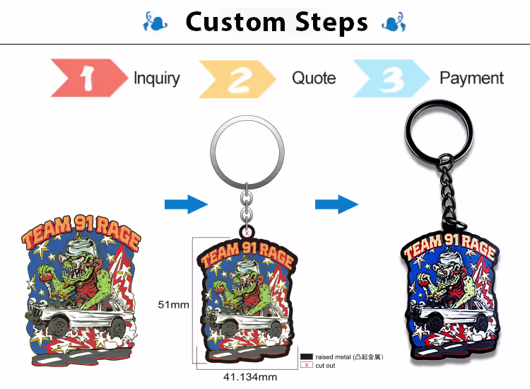 Custom Meatl Keyhain Steps