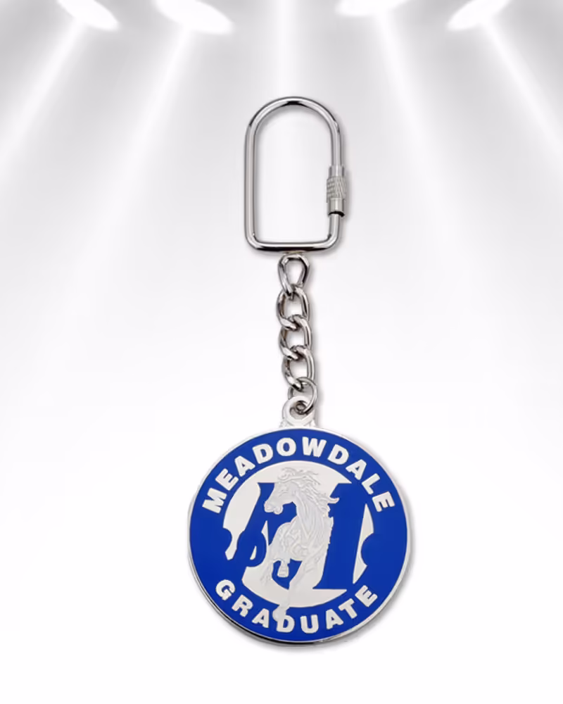 Personalized metal keychain with custom engraving, ideal for gifts or promotions