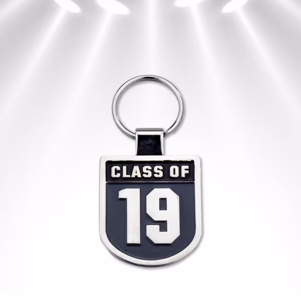 Personalized metal keychain with custom engraving, ideal for gifts or promotions