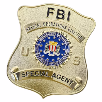 Engraved security officer badge with gold finish and custom text