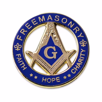 Masonic Square and Compasses Lapel Pin in Gold and Blue Enamel