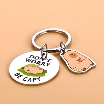 Personalized Capybara Metal Keychain Gift