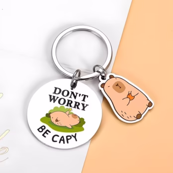 Personalized Capybara Metal Keychain Gift
