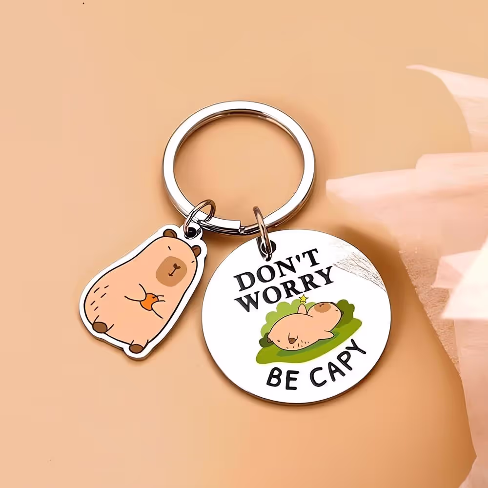 Personalized Capybara Metal Keychain Gift