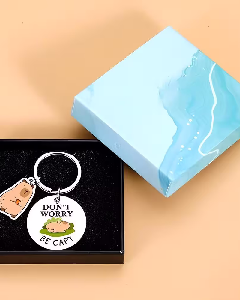 Personalized Capybara Metal Keychain Gift
