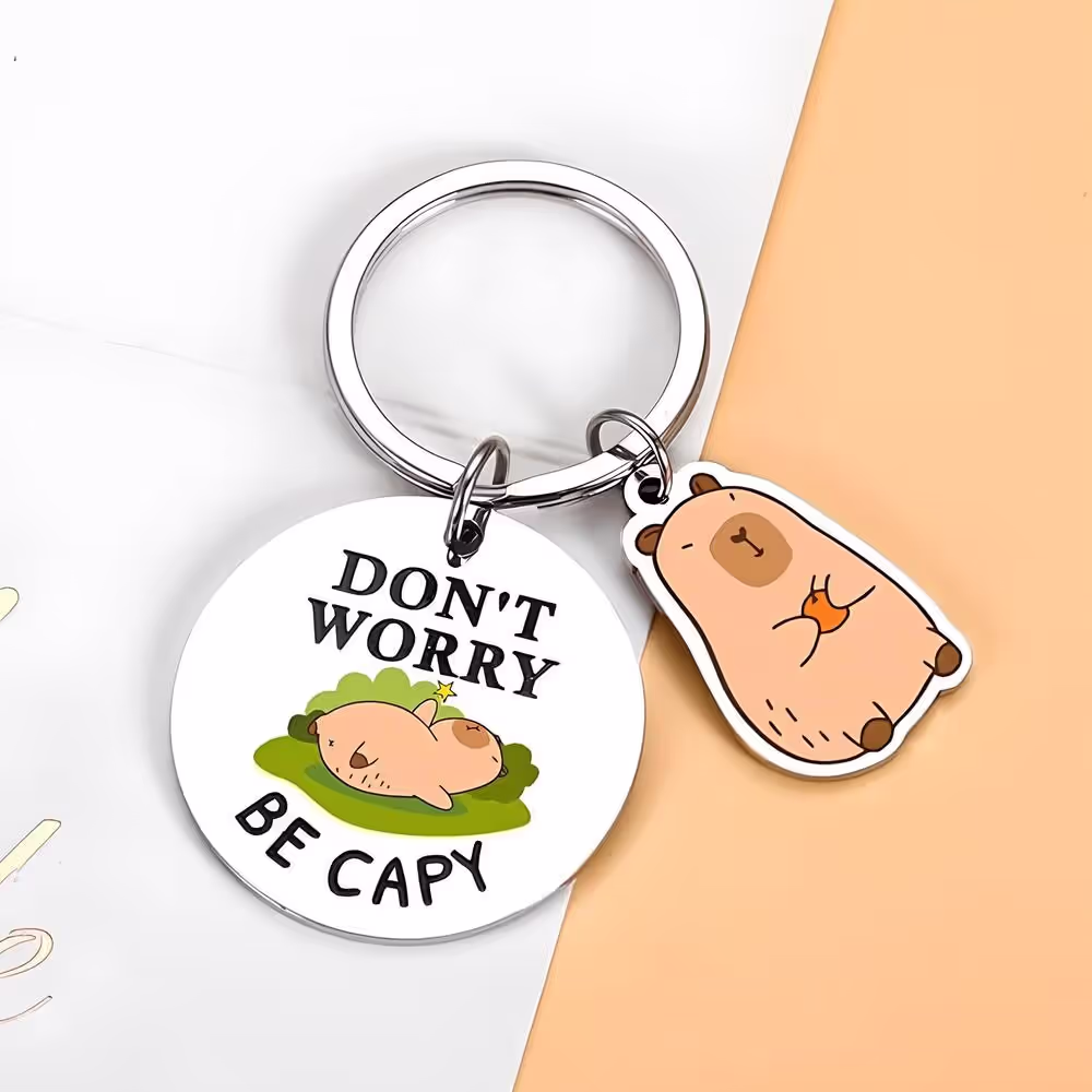 Personalized Capybara Metal Keychain Gift