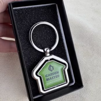Custom House Keychain in Gold Metal