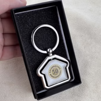 Custom House Keychain in Gold Metal