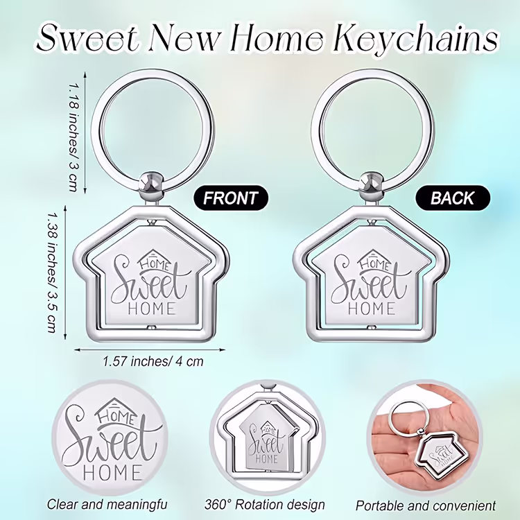 Custom House Keychain in Gold Metal