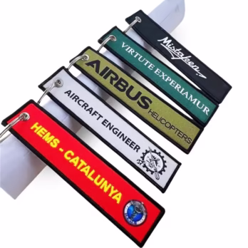 Custom Fabric Woven Tag Keychain with Logo