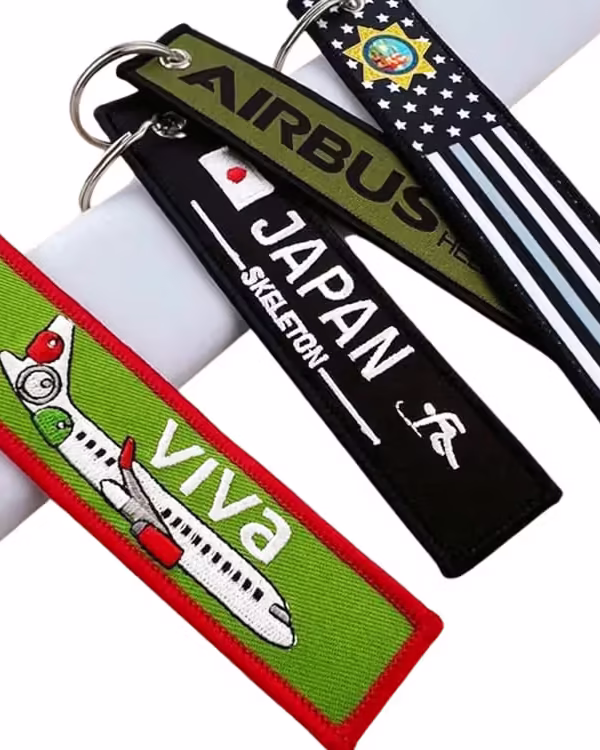 Custom Fabric Woven Tag Keychain with Logo