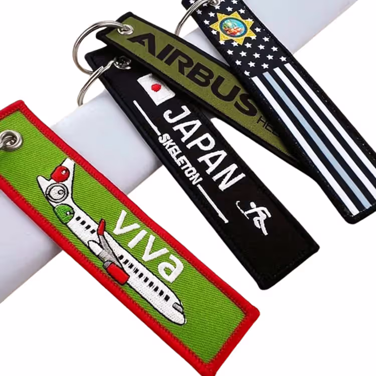 Custom Fabric Woven Tag Keychain with Logo