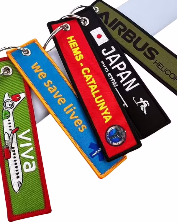 Custom Fabric Woven Tag Keychain with Logo